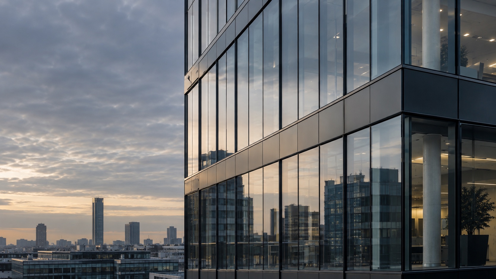Contemporary glazed curtain-wall façade